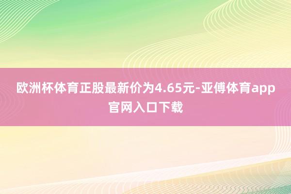 欧洲杯体育正股最新价为4.65元-亚傅体育app官网入口下载