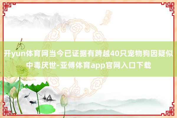 开yun体育网当今已证据有跨越40只宠物狗因疑似中毒厌世-亚傅体育app官网入口下载