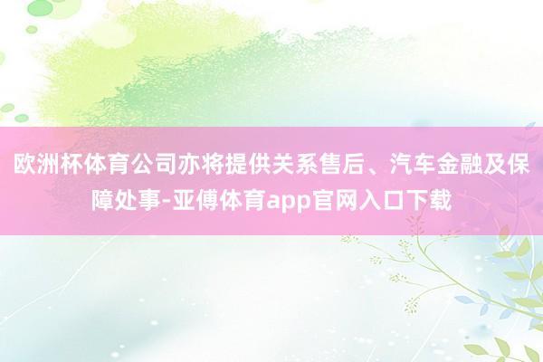 欧洲杯体育公司亦将提供关系售后、汽车金融及保障处事-亚傅体育app官网入口下载